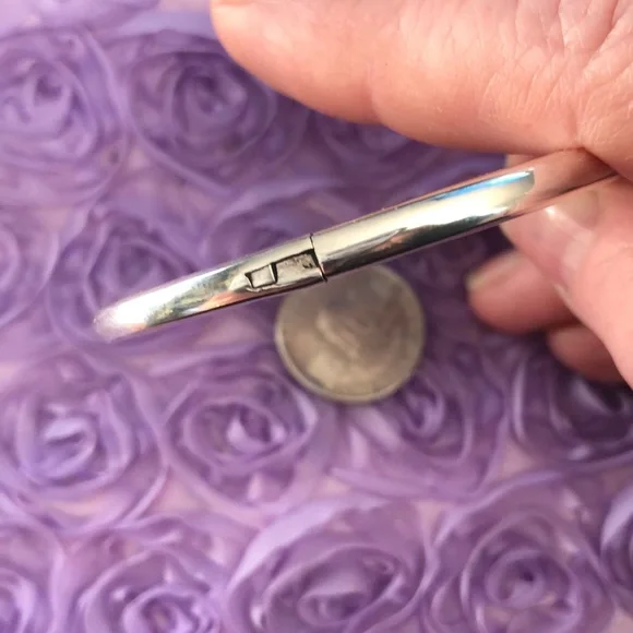 Sterling silver multicolor stone inlay bangle - Picture 5 of 6